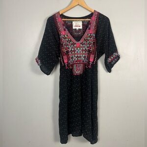 Johnny Was Embroidered Sarkdal Silk Tunic sheer Size medium